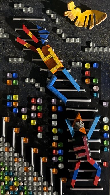 155. Two Imaginary Men Climbing an Imaginary Ladder in an Imaginary City under an Imaginary Sky (Port T3)